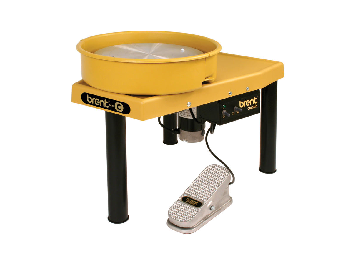 Yellow Electric Potters Wheel with foot pedal